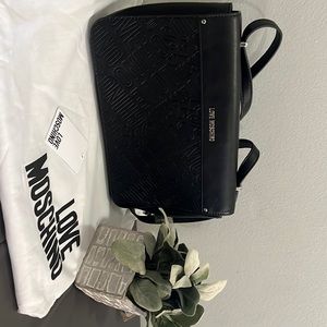 Black Faux Leather Love Moschino Bag.